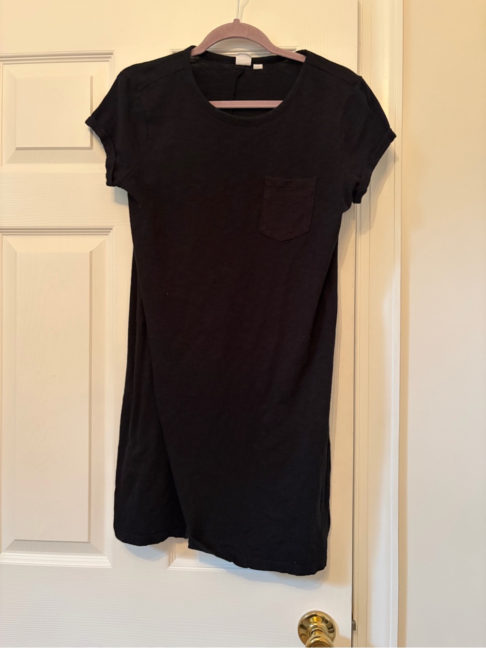 Black  Short Sleeve Pocket T-Shirt Dress